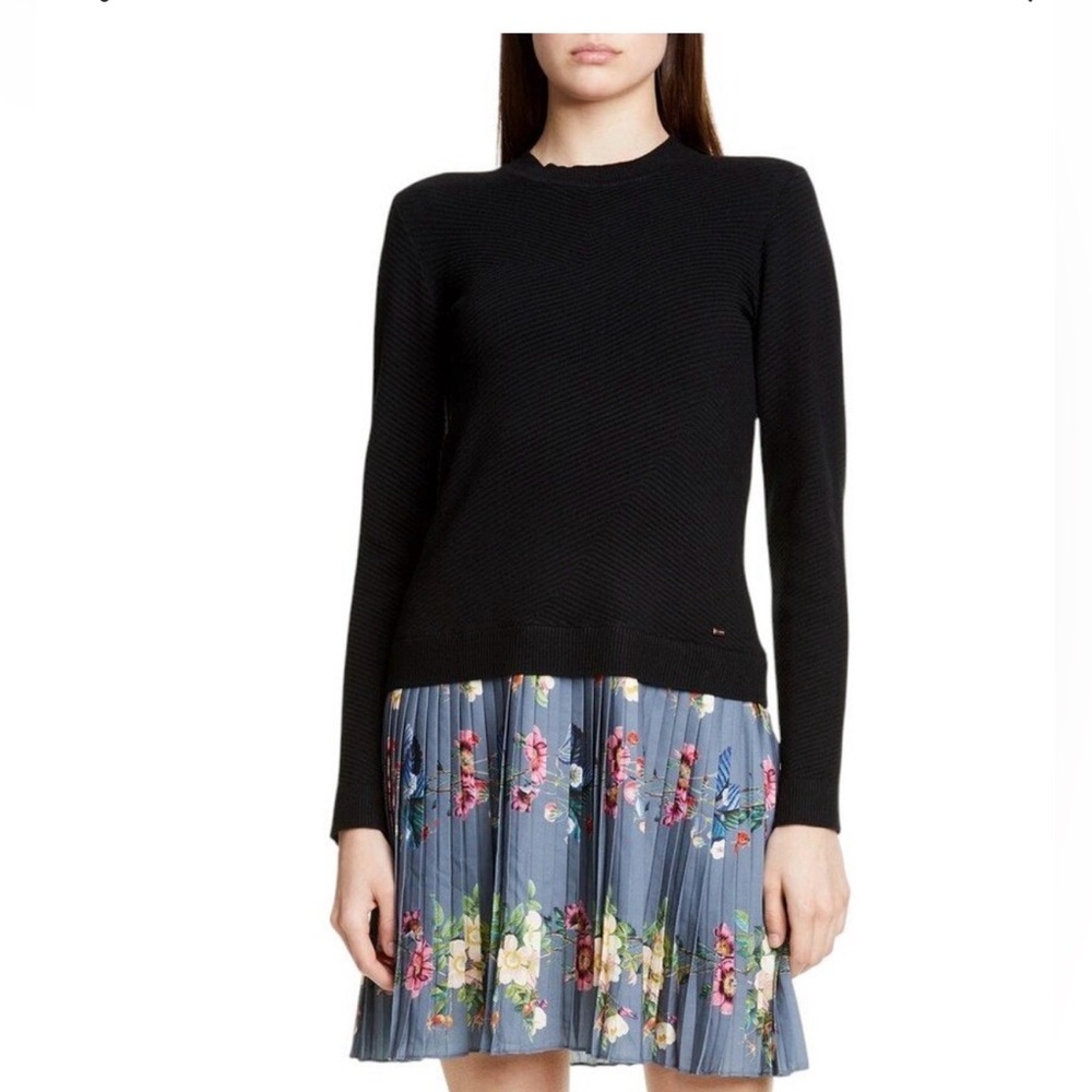 Ted Baker London Black and Blue Floral Dress